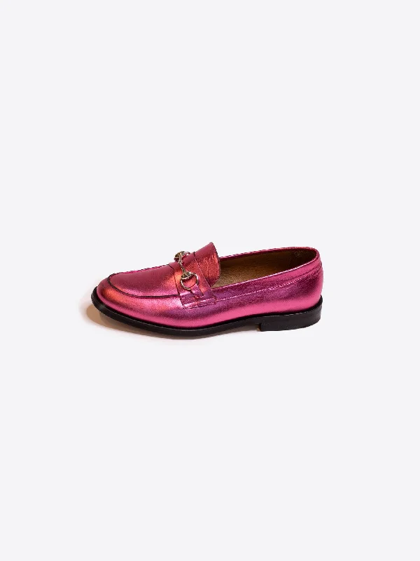 casual knit dressVilagallo Pink Metallic Buckle Loafer