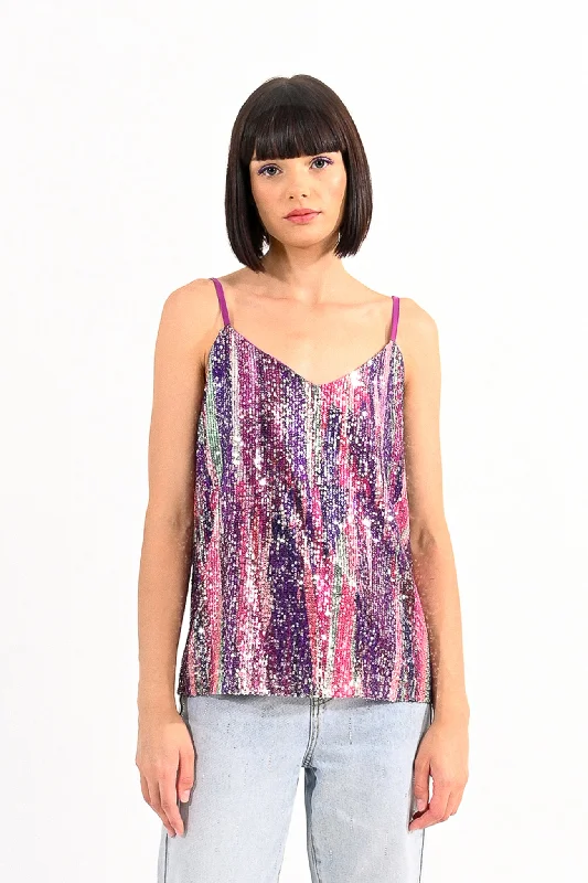 Super Deal Molly Bracken Violet Sequin Cami