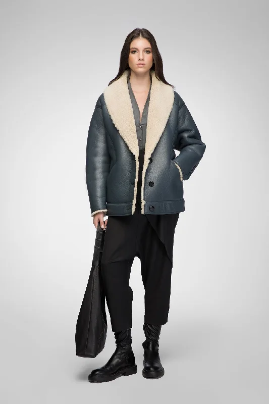 cozy fleece coatNila - Indigo Shearling Coat