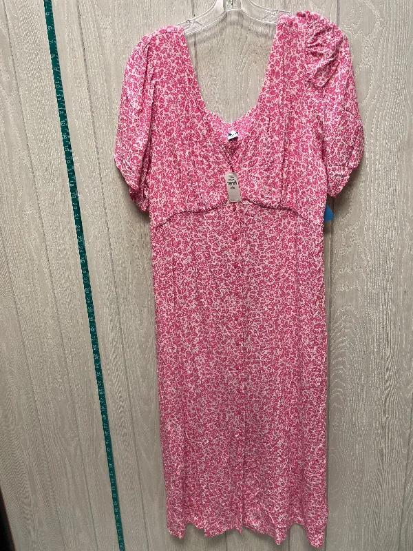 Big Discounts Dress Casual Midi By Old Navy In Pink & White, Size: Xlp