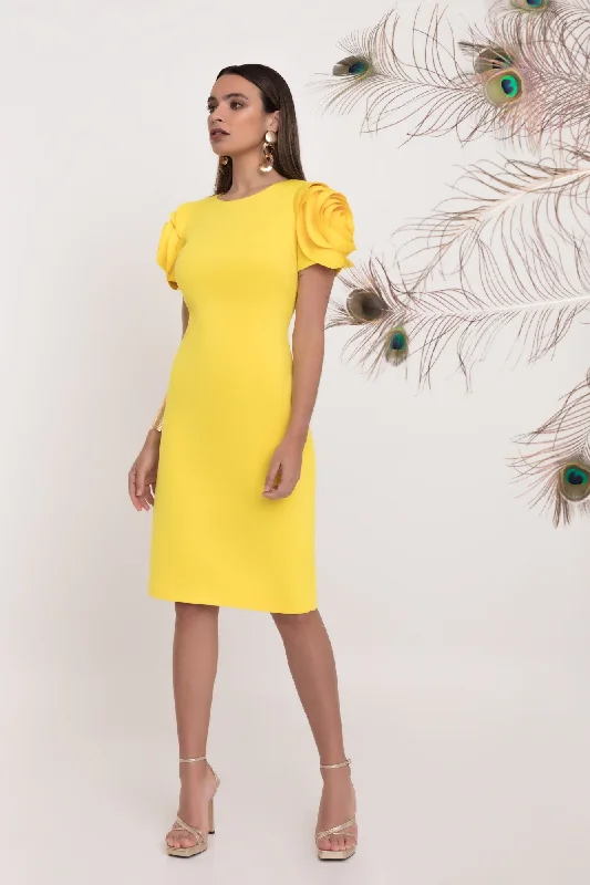 New Arrival Matilde Cano Yellow Flores Manga Dress