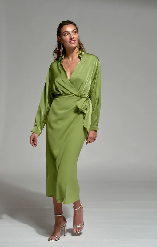 Price Drop Moskada Green Wrap Merida Dress