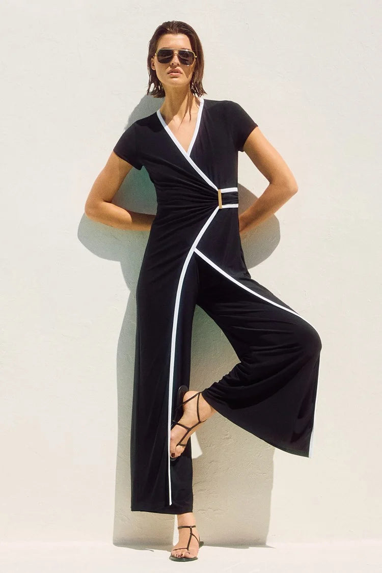 fitted bodycon dressJoseph RibkoffBlack/Vanilla Silky Knit Culotte Jumpsuit