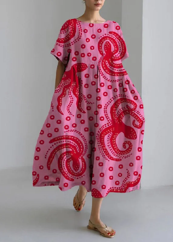 formal dressArt Rose Wrinkled Print Cozy Long Dress Summer