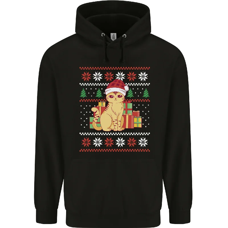 Best Deals A Cute Christmas Cat With Presents Xmas Mens 80% Cotton Hoodie