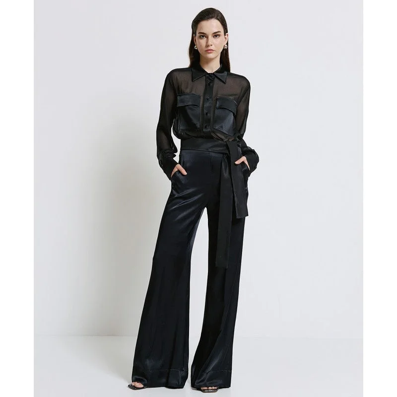 Clearance Event Access Fashion Black Satin Shirt