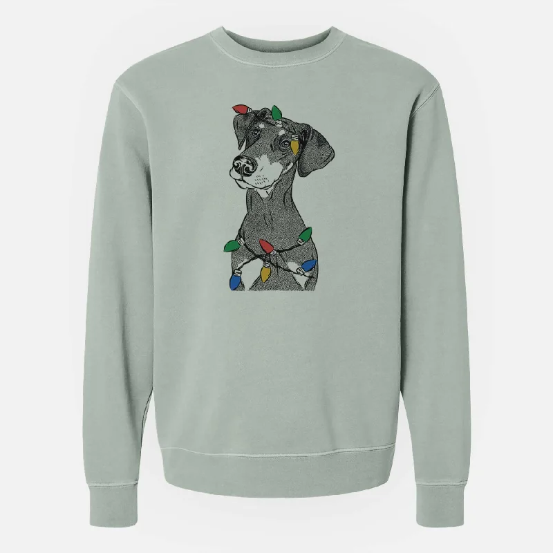 Last Chance fitted workout hoodieChristmas Lights Iroh the Doberman Pinscher - Unisex Pigment Dyed Crew Sweatshirt Last Chance fitted workout hoodieChristmas Lights Iroh the Doberman Pinscher - Unisex Pigment Dyed Crew Sweatshirt