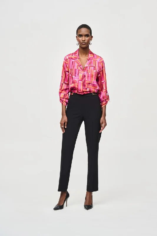 Price Slash Joseph Ribkoff Black Lux Twill Slim Pull-On Pants