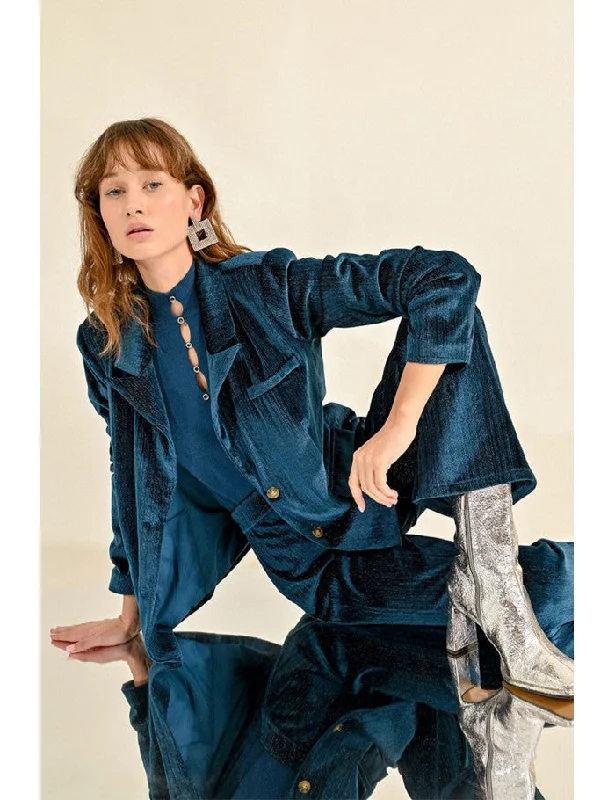 Flash Deals Molly Bracken Duck Blue Velvet Jacket
