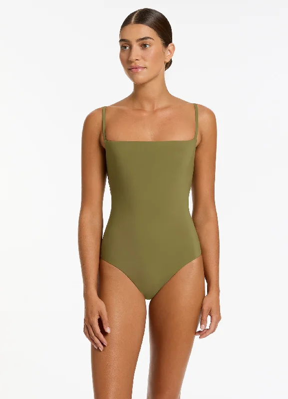 Quick Sale Jetset Minimal Tank One Piece - Moss