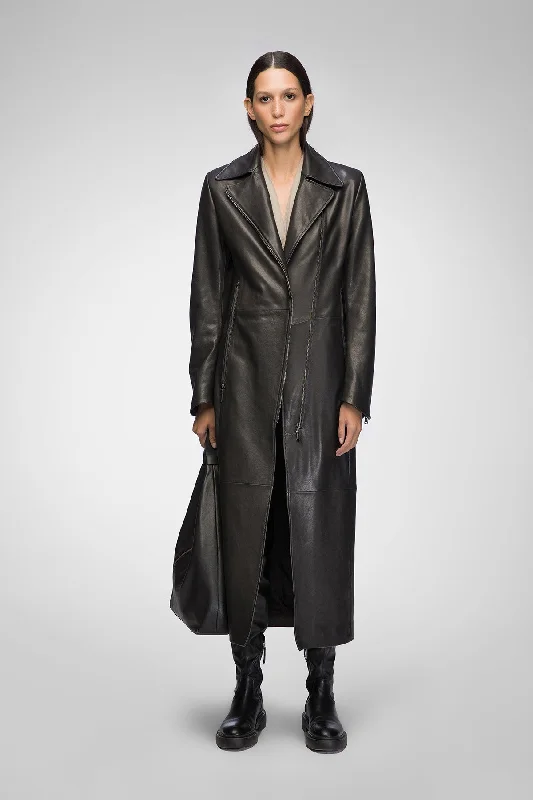 classic trench coatMarisol - Black Leather Coat