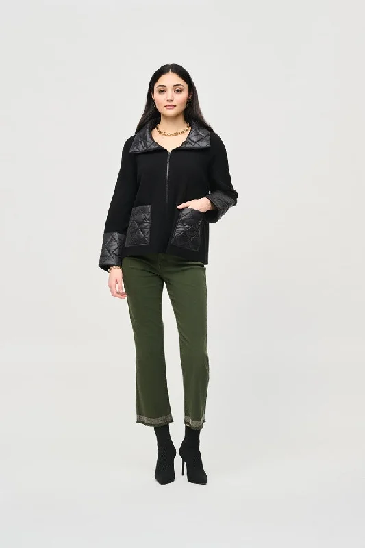 Don’t Miss Out Joseph Ribkoff Black Sweater Knit Zipped Jacket