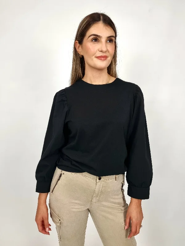 Instant Savings Summum Black T-shirt With Woven Sleeve