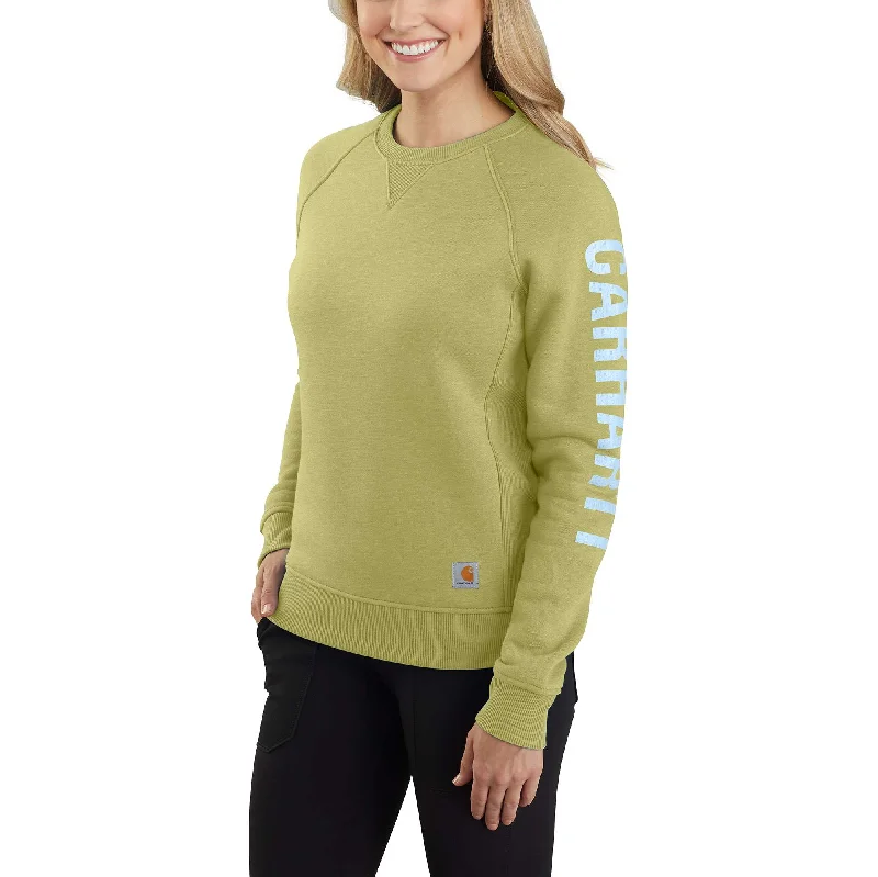 Deal Zone Relaxed Fit Midweight Crewneck Block Logo Sleeve Graphic Sweatshirt