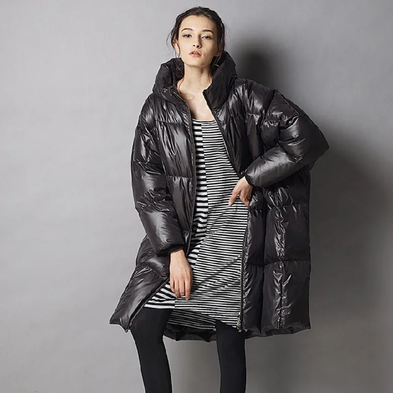 trendy jacket7XL plus size 2018 winter fashion brand hooded 90% duck down jacket female longer thicker down feather filler warm coat wj1469