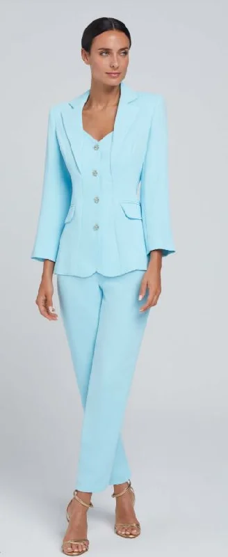 cocktail party dressLaura Bernal Cyan Blazer & Trouser Combination