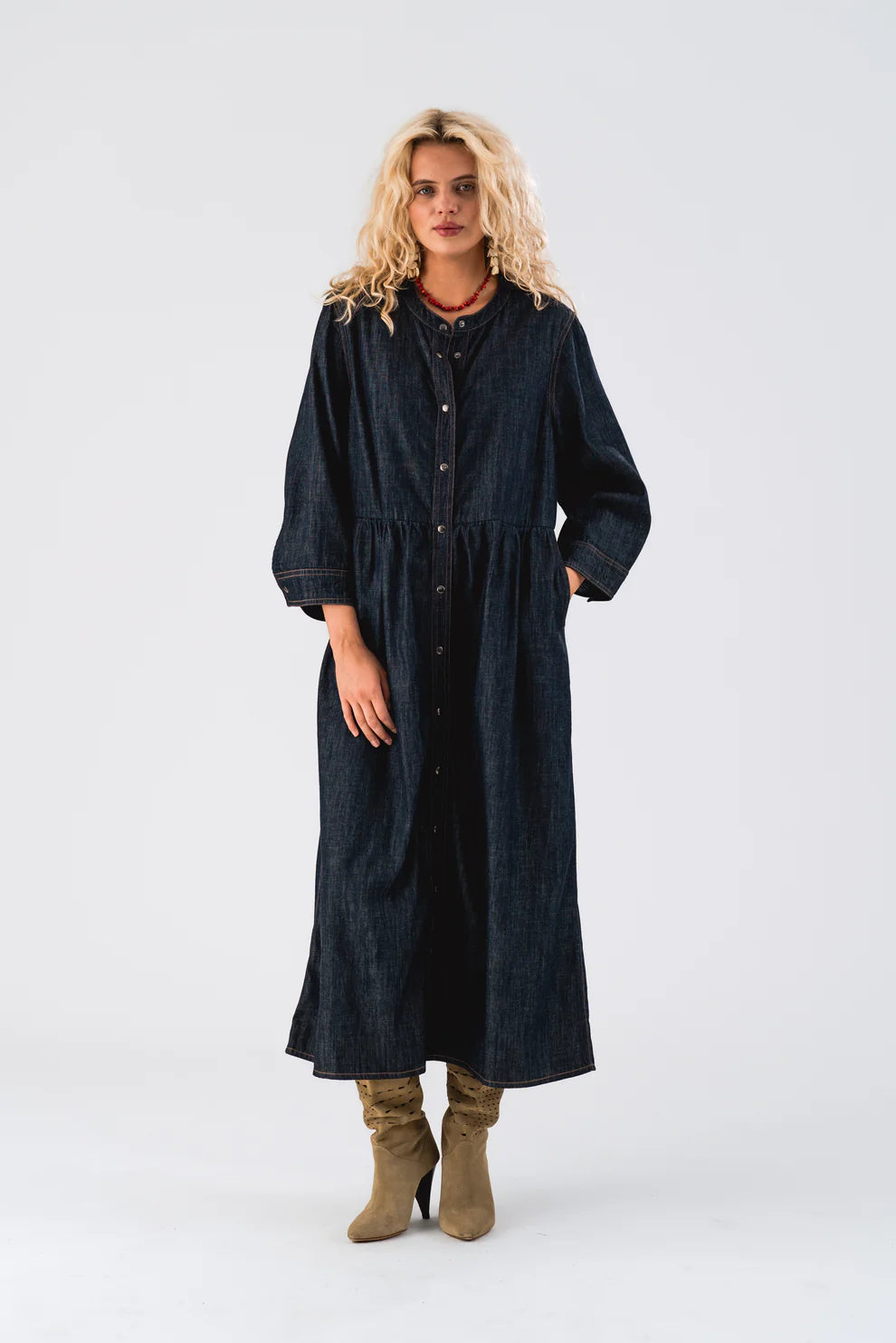 t-shirt dressLollys Laundry Denim Alyia Maxi Long Sleeved Dress