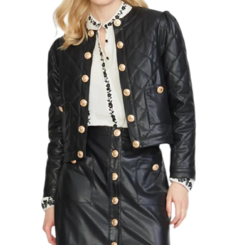 Bonus Savings Vegan Leather Quilted Jacket In Black
