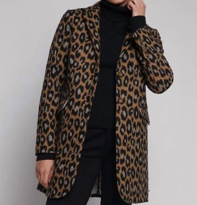 Warehouse Sale Oxford Coat In Leopard Knit Jacquard