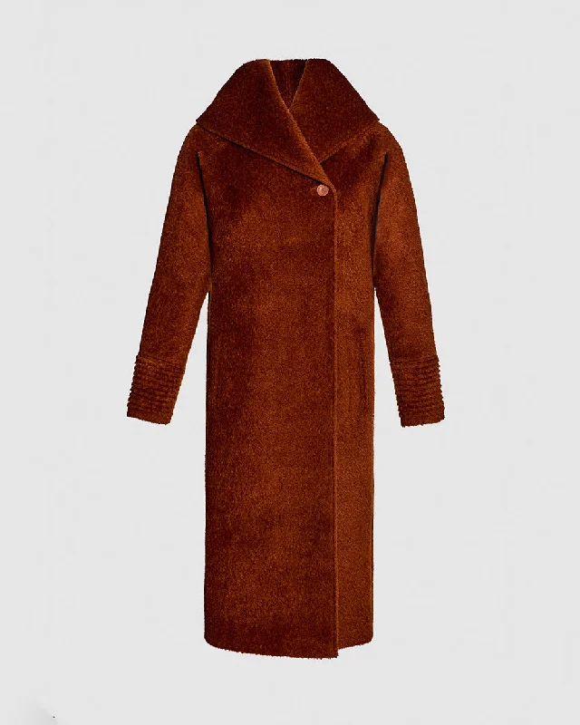 premium coatBouclé Alpaca Long Hooded Coat