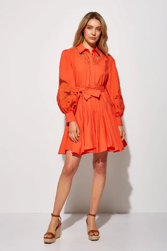 Daily Deals Md'M Tomato Poplin Dress