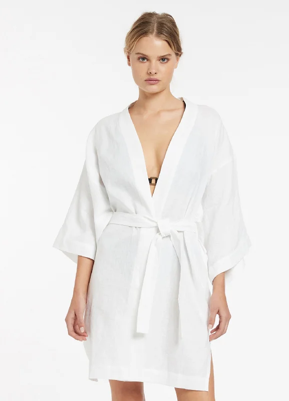 Hurry In Jetset Beach Robe - White