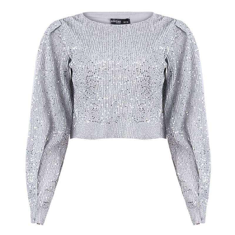 comfy workout sweatshirtREDTAG Women's Silver Casual Blouses