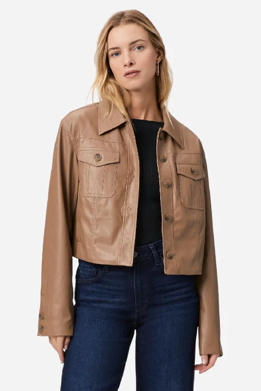 relaxed fit coatPaige Fenwick Jacket in Burnt Sugar Faux Leather