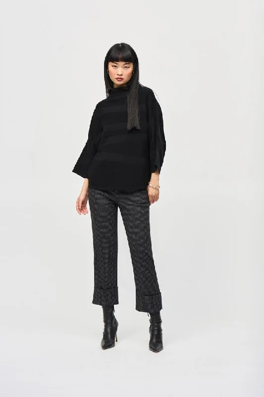 Super Sale Joseph Ribkoff Black Sweater Knit Mock Neck Boxy Top