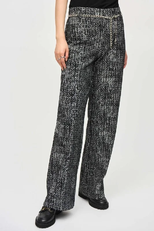 Online Only Joseph Ribkoff Tweed Knit Wide-Leg Pull-On Pants