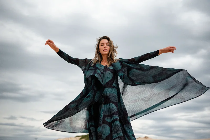 Special Savings Alquema Green Tuscan Long Estrella Dress And Collare Coat