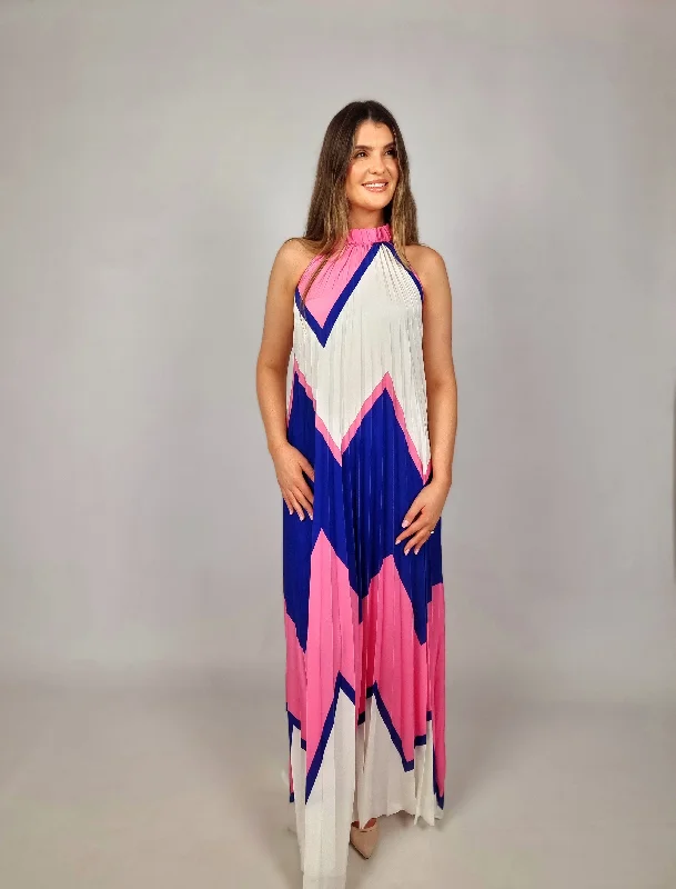 Unmissable Offer Access Pink Multi Pleated Halterneck Dress