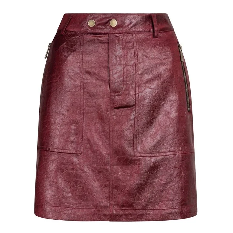 Deal Zone Esqualo Zipper Metallic Crinkle Skirt