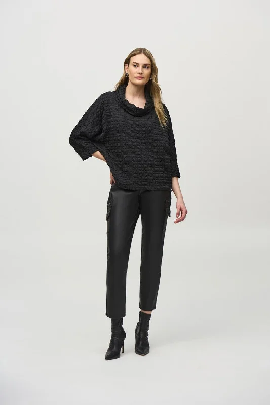 Clearance Items Joseph Ribkoff Black Woven Jacquard Boxy Top