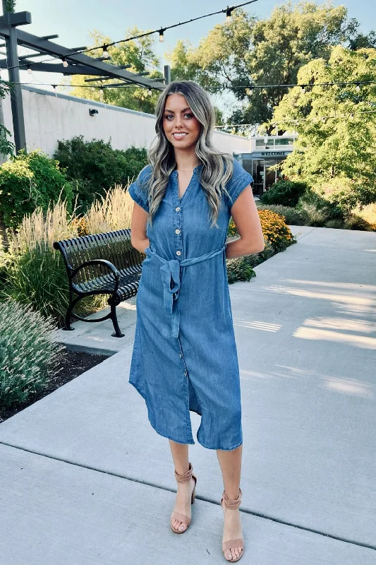 off-shoulder dressTrue blue denim dress