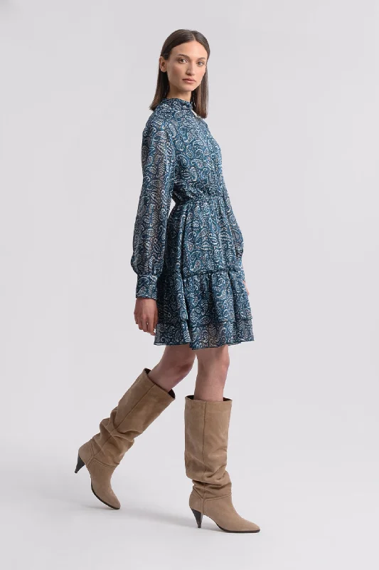 Don't Wait Molly Bracken Duck Egg Blue Woven Dress