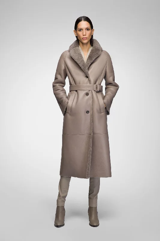 stylish peacoatHailey - Warm Grey Shearling Coat