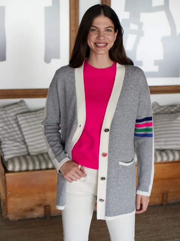 Clearance Event Vilagallo Knitwear Cardigan With 4 Stripes (Grey/Ecru)