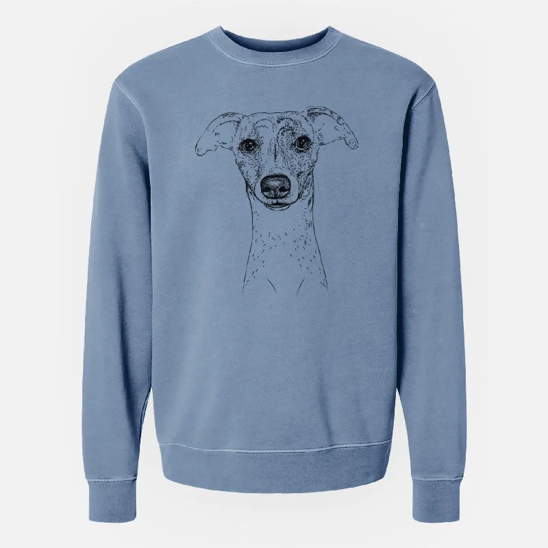 smooth fit athletic sweatshirtBare Twiggy the Whippet - Unisex Pigment Dyed Crew Sweatshirt