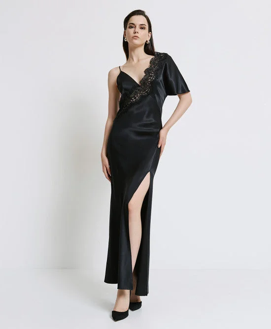 satin midi dressAccess Black Lace Long Dress