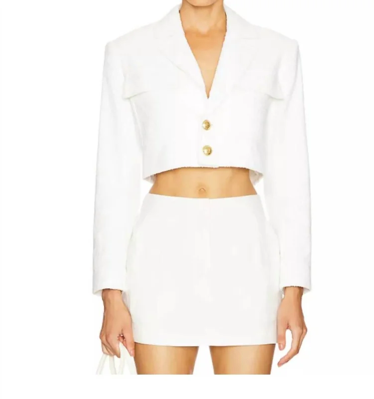 Bargain Blast Banks Cropped Tailored Boucle Jacket In White