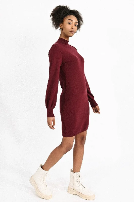 Unmissable Offer Molly Bracken Dark Red Knitted Dress