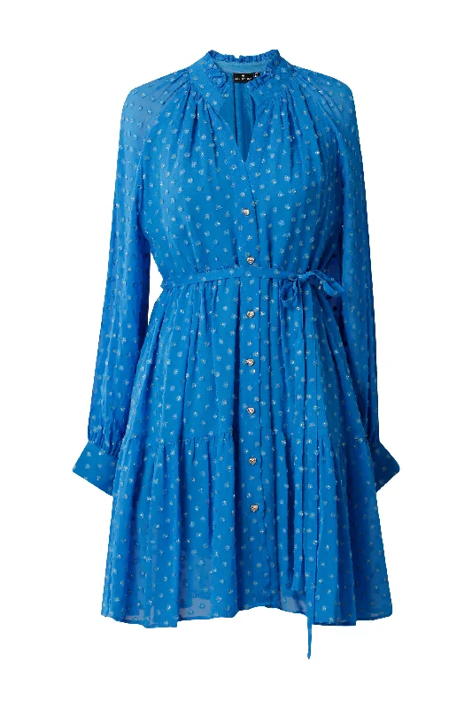 pleated dressEmily Lovelock Directoire Blue Dobby Dress