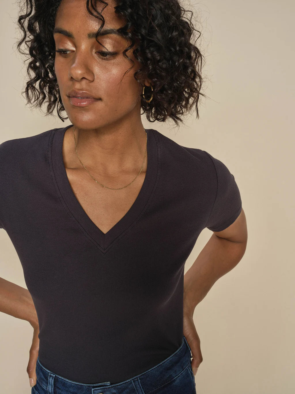 Last Chance Mos Mosh Salute Navy Nicole V-SS Rib Tee
