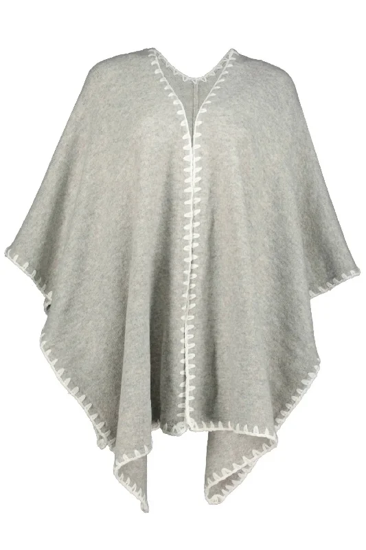 Today Only Shawl With Whipstitch Detail In Heather Grey