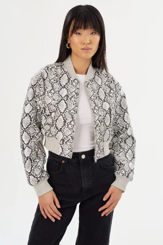 Great Bargains EVELIN | Faux Leather Cropped Bomber