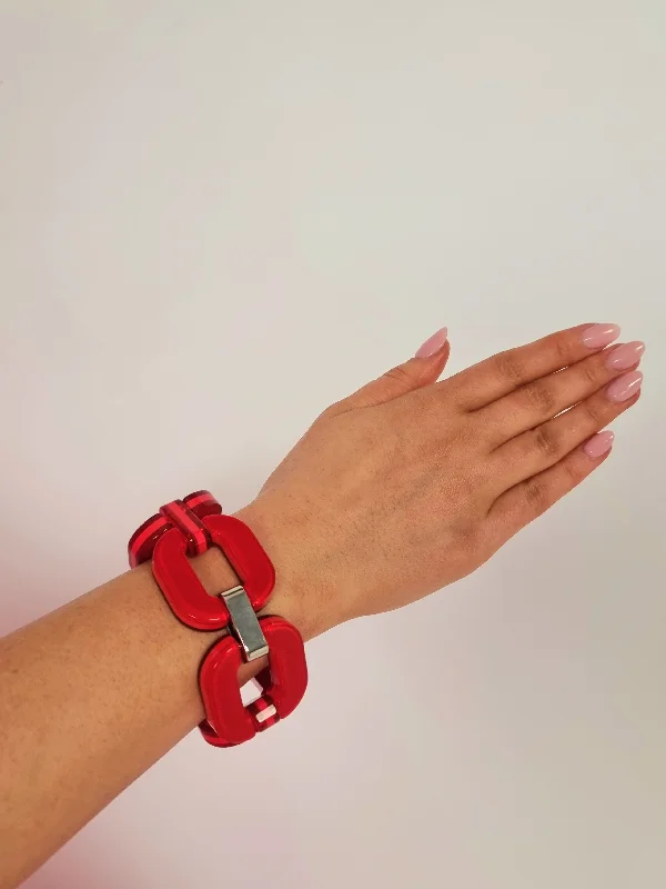 Stock Clearance Xavier Derome Large Red Bi Colour Bracelet