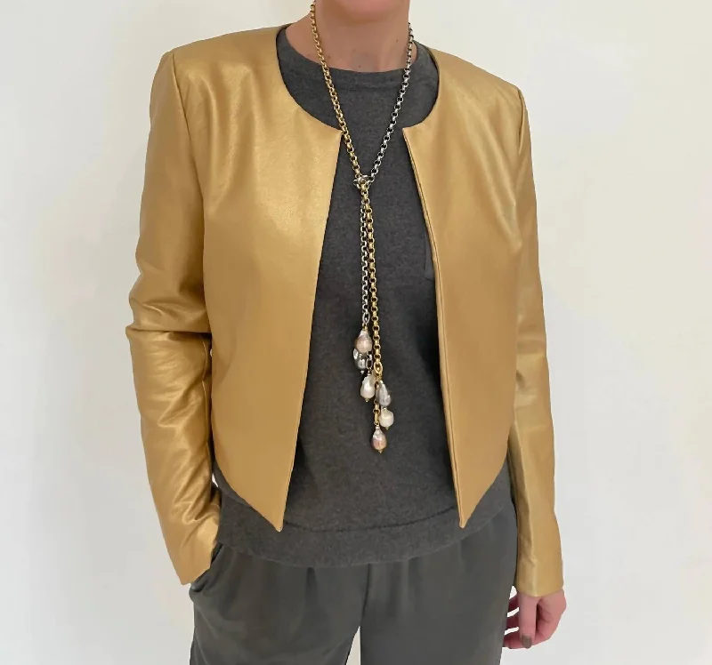Markdown Madness Leather Jacket In Gold