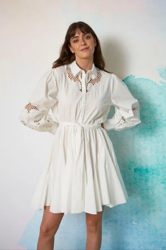 Early Access Md'M White Poplin Dress
