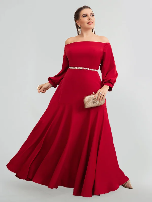 midi dressOff Shoulder Puff Sleeve Bridesmaid Dresses Without Belt